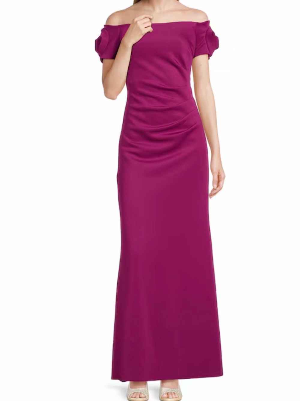 Off-Shoulder Raspberry Evening Gown